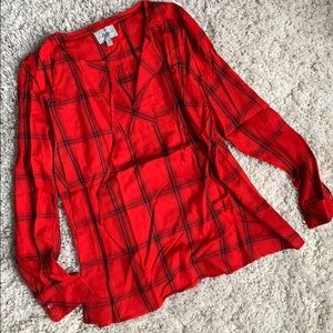 Plaid long sleeve blouse